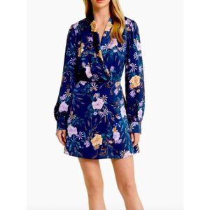 LOST + WANDER Women's Floral Blue Dress MEDIUM
